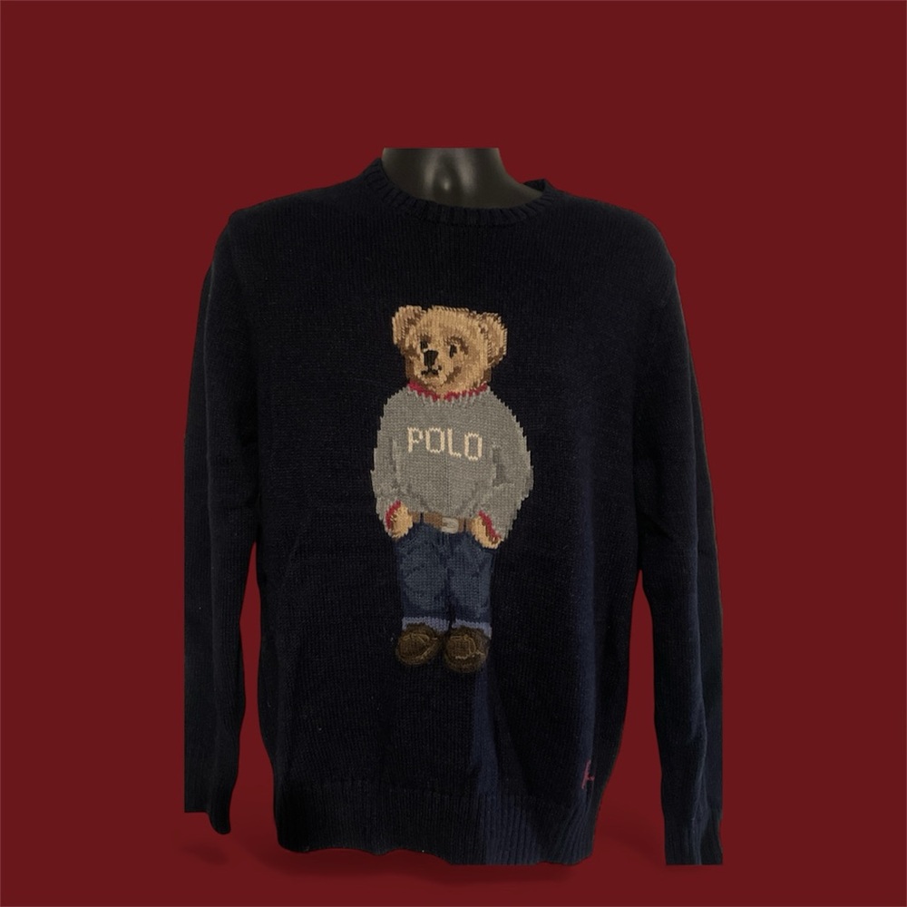 Polo by Ralph Lauren Black Sweater with Bear Motif